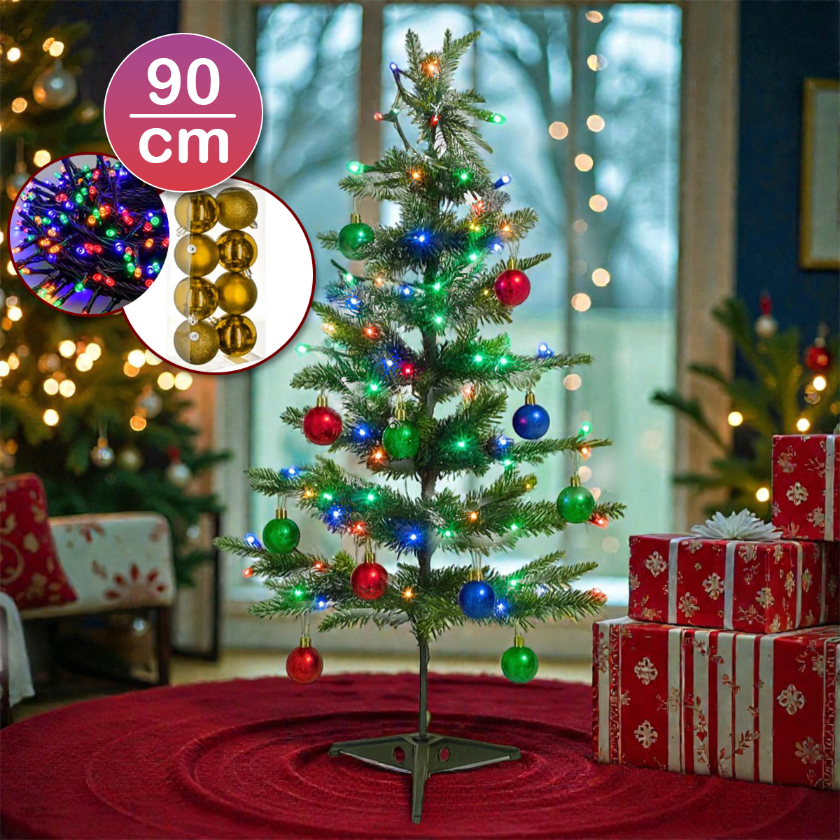 Árbol 90cm Nevado Regalo T90-VB2COMBO